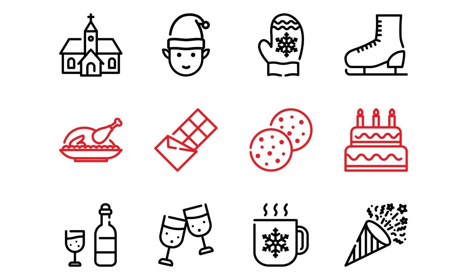 Christmas Xmas Icon Set in Outline Style Vol 4 vector