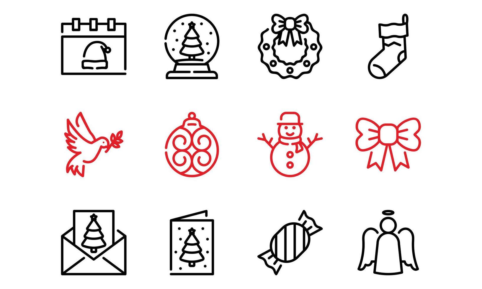 Christmas Xmas Icon Set in Outline Style Vol 2 vector