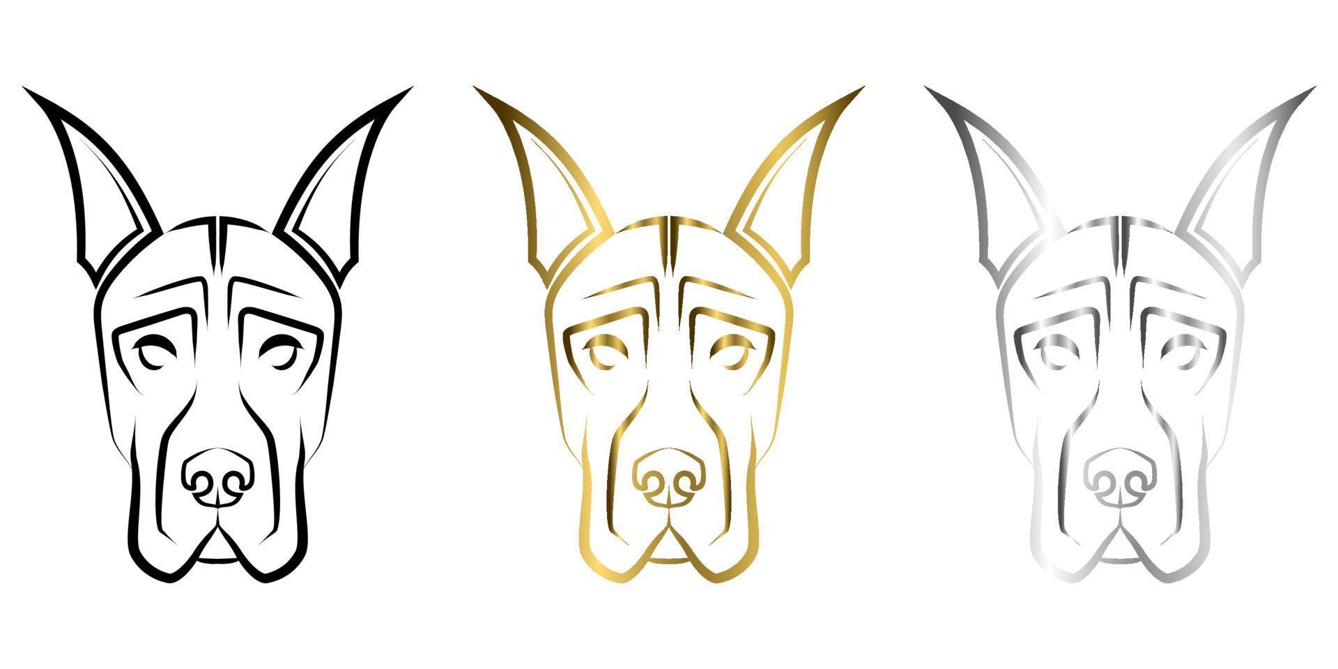 arte lineal de la cabeza de perro gran danés. Buen uso de símbolo, mascota, icono, avatar, tatuaje, diseño de camiseta, logotipo o cualquier diseño que desee. vector