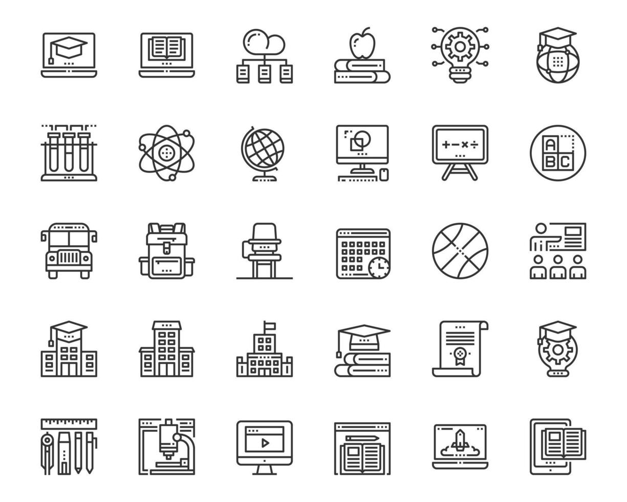 Education Study Online Icons Vector,School, Technology, E-Learning vector