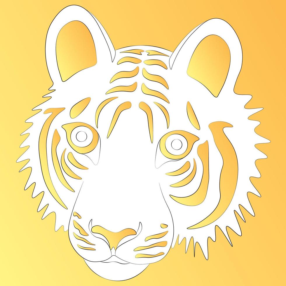 Patrón de silueta de contorno de tigre sobre fondo dorado ilustración vectorial vector