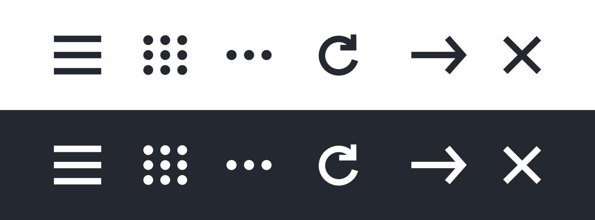 Set of website navigation menu icons. Flat website menu icons. Vector