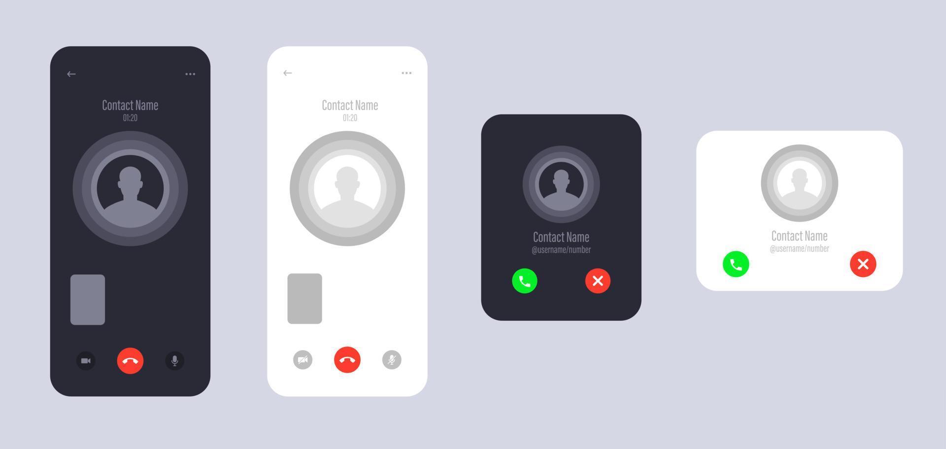 Mobile online video call interface template with user icon. Vector UI screen.