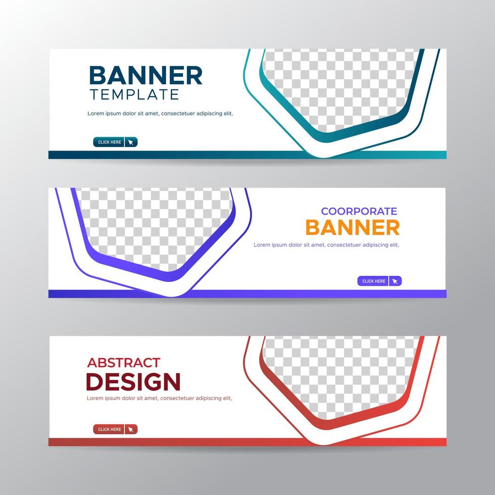White banners template with place for photo. Modern abstract web banners ads. vector design