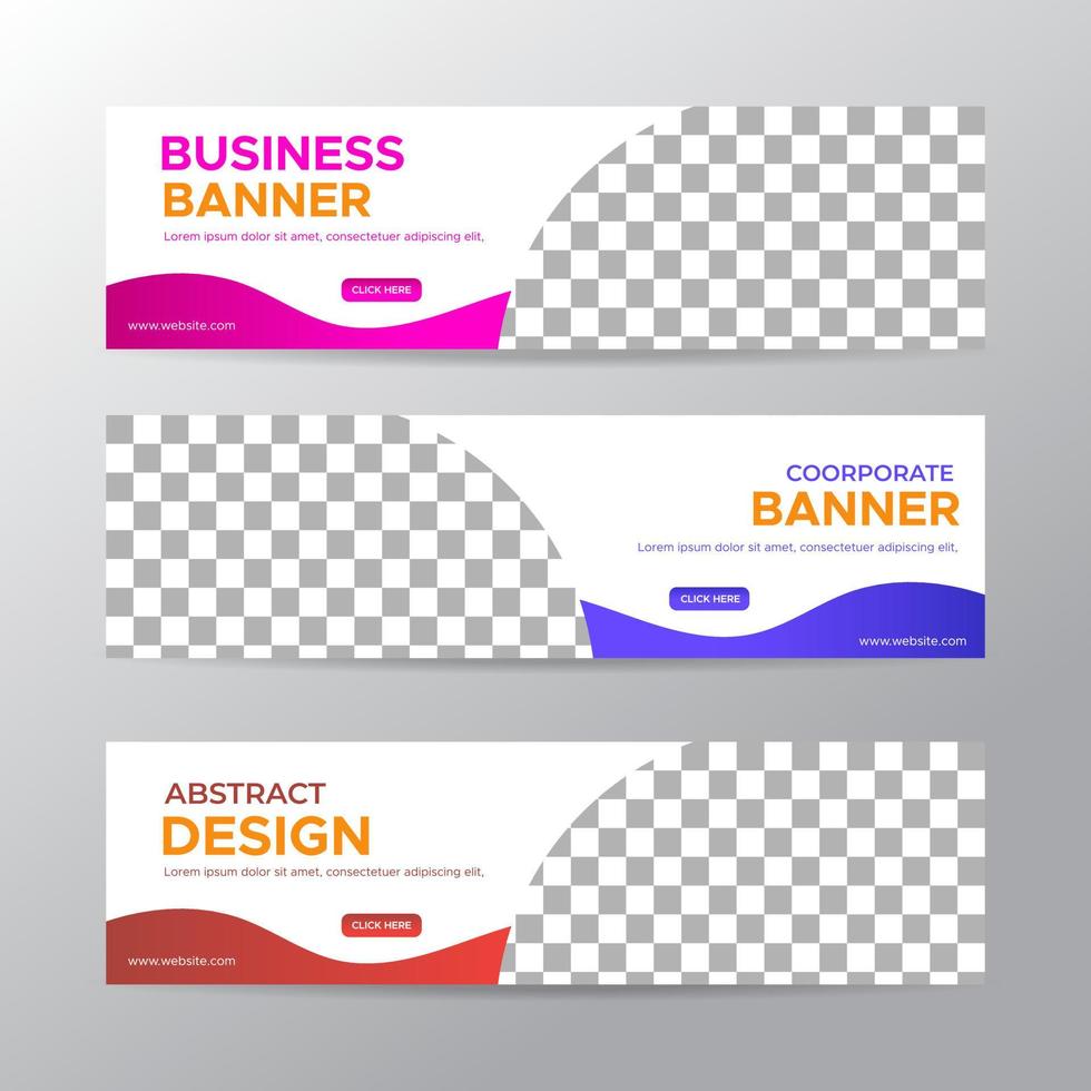 White banners template with place for photo. Modern abstract web banners ads. vector design