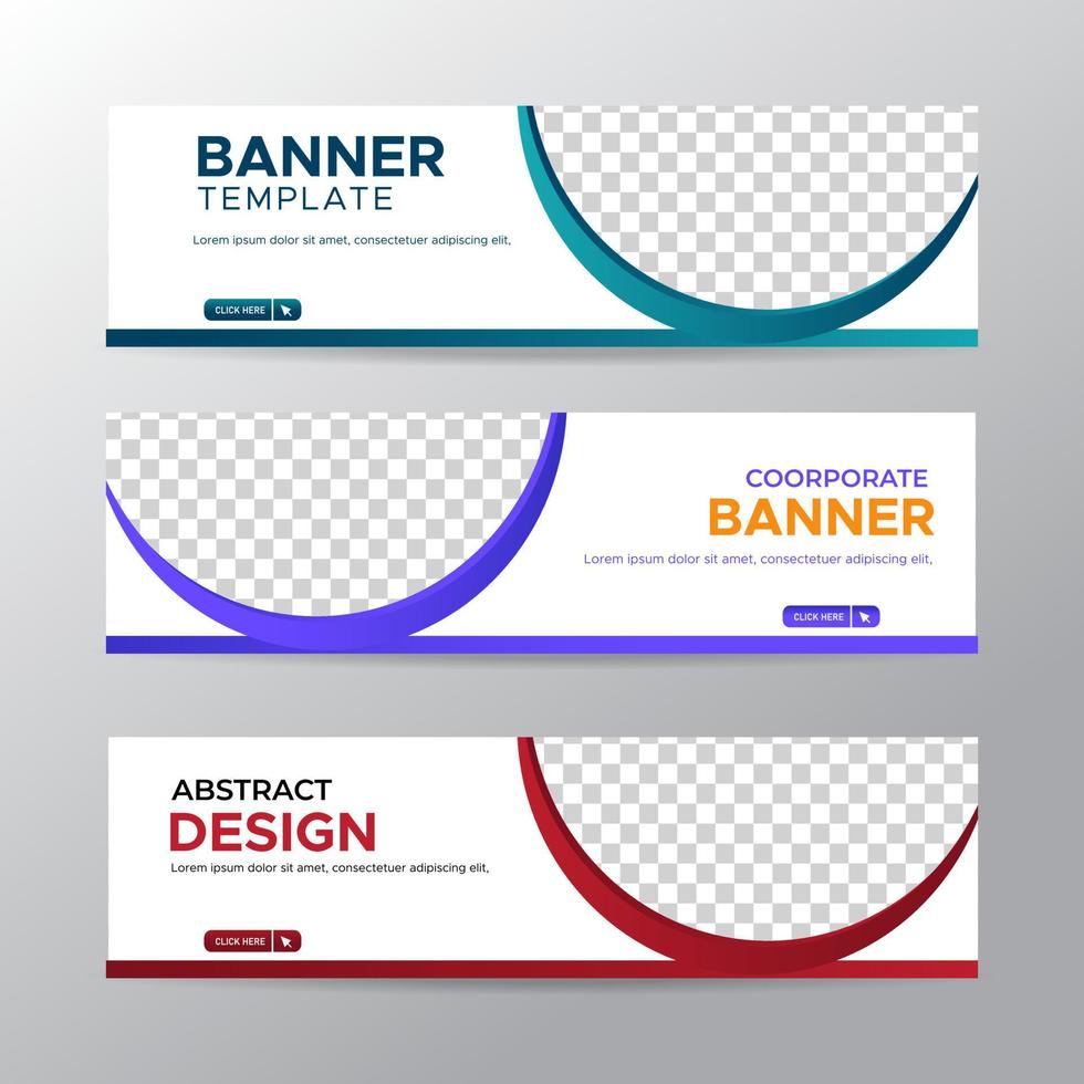 Plantilla de pancartas blancas con lugar para la foto. anuncios de banners web abstractos modernos. diseño vectorial vector