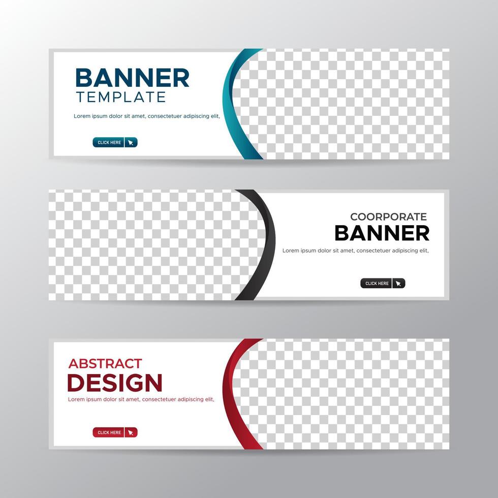 Plantilla de pancartas blancas con lugar para la foto. anuncios de banners web abstractos modernos. diseño vectorial vector