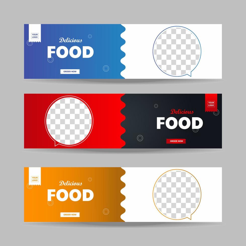 Food banners template with place for photo. Modern abstract web banners ads. vector design