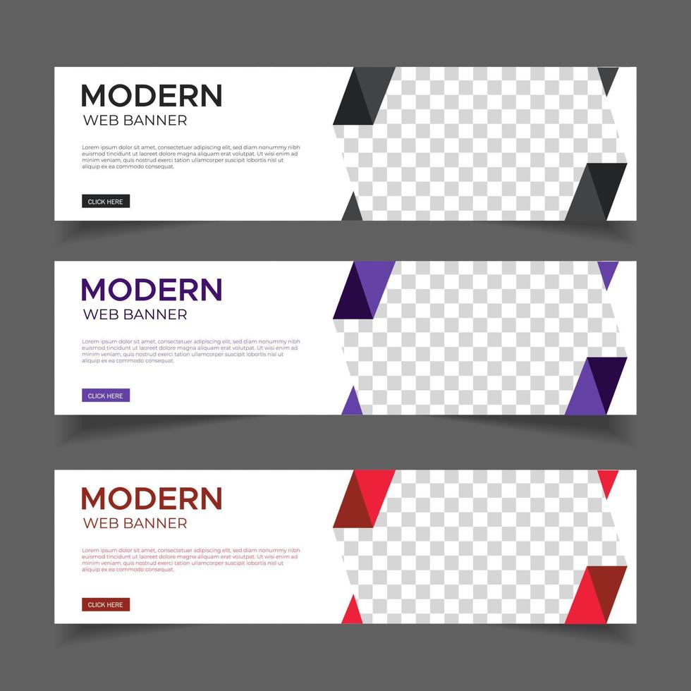 Plantilla de banners web moderno con lugar para la foto. anuncios de banners web abstractos modernos. diseño vectorial vector