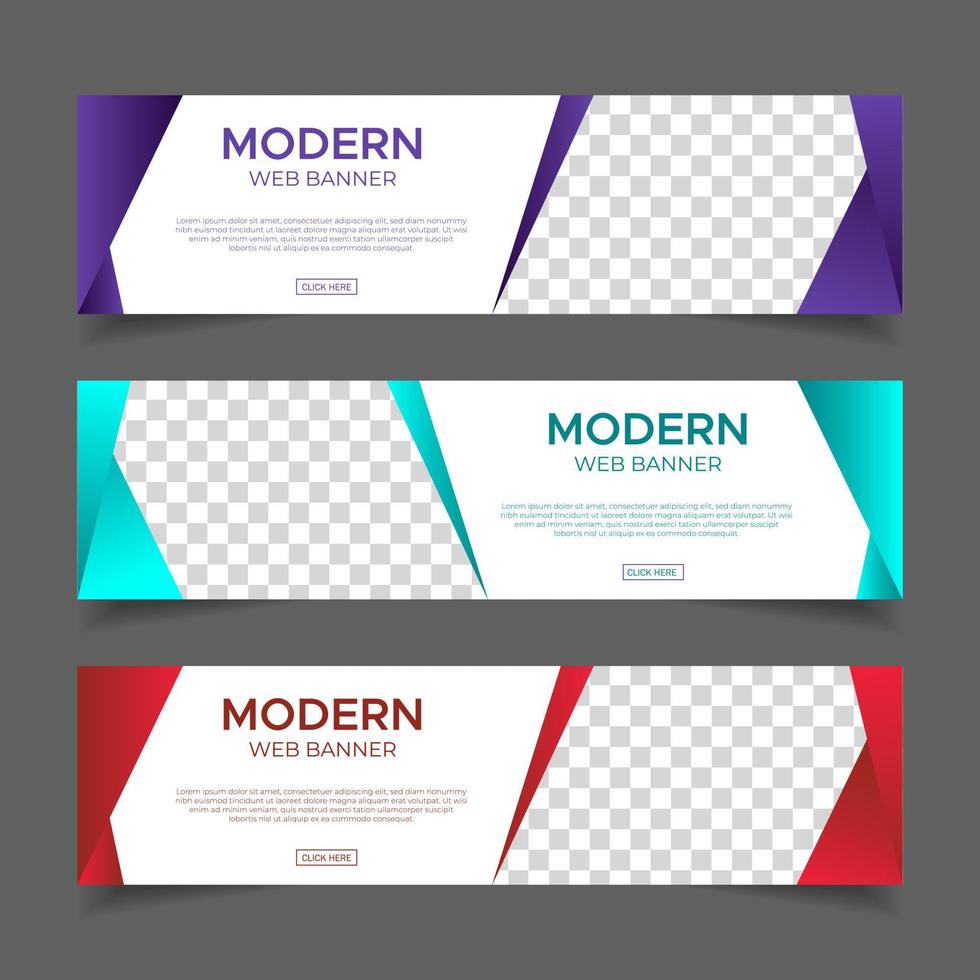 Corporate banners template with place for photo. Modern abstract web banners ads. vector design