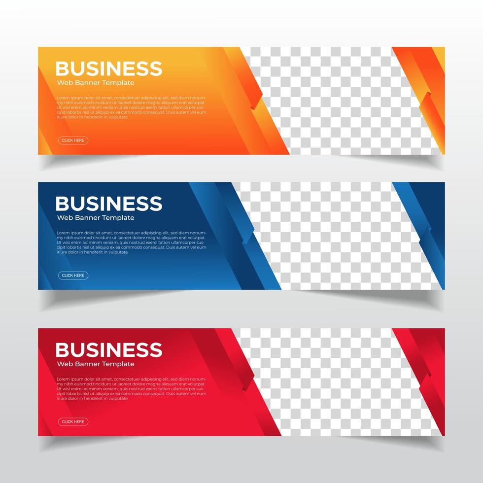 Corporate banners template with place for photo. Modern abstract web banners ads. vector design