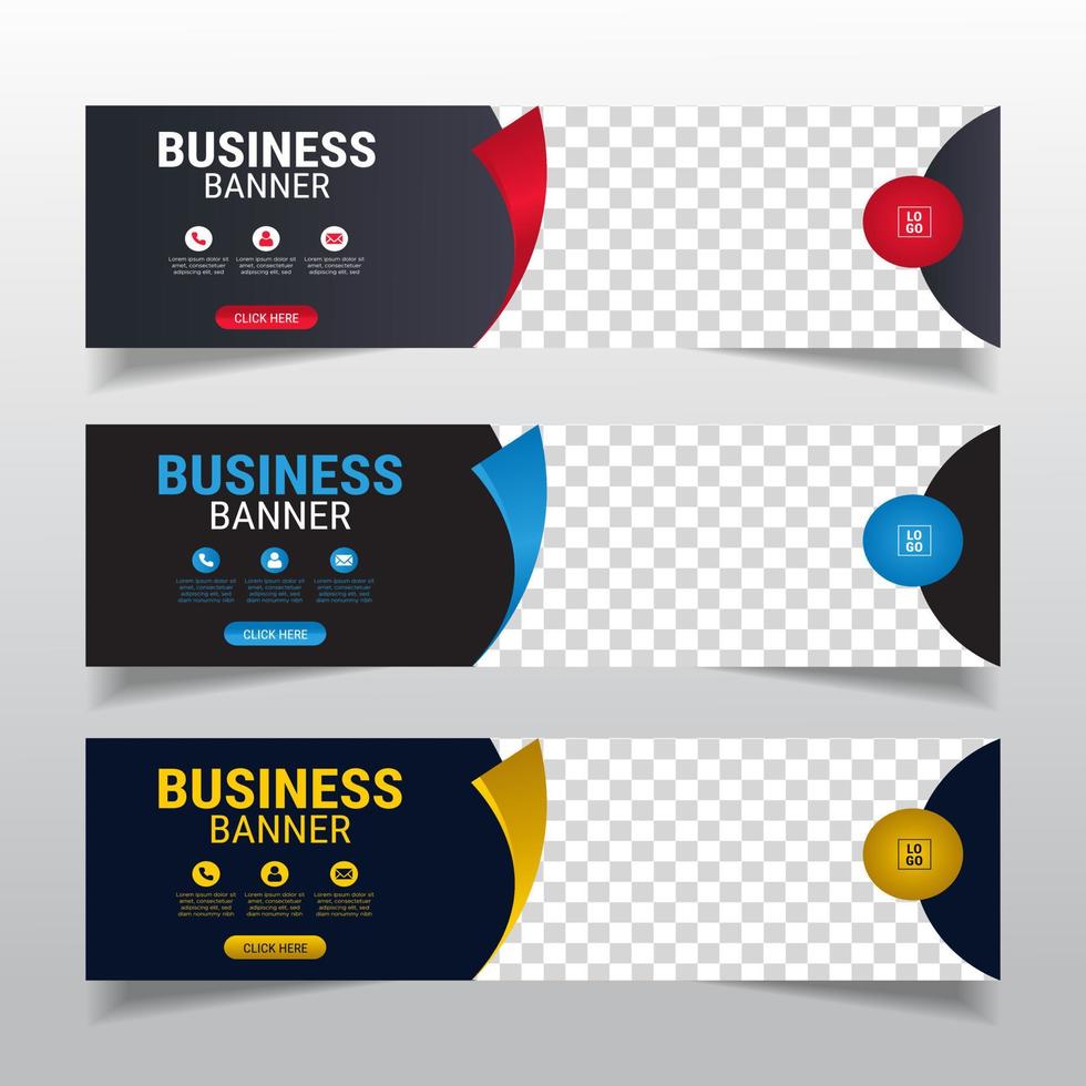 Corporate banners template with place for photo. Modern abstract web banners ads. vector design