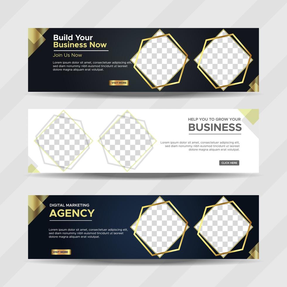 Corporate banners template with place for photo. Modern abstract web banners ads. vector design