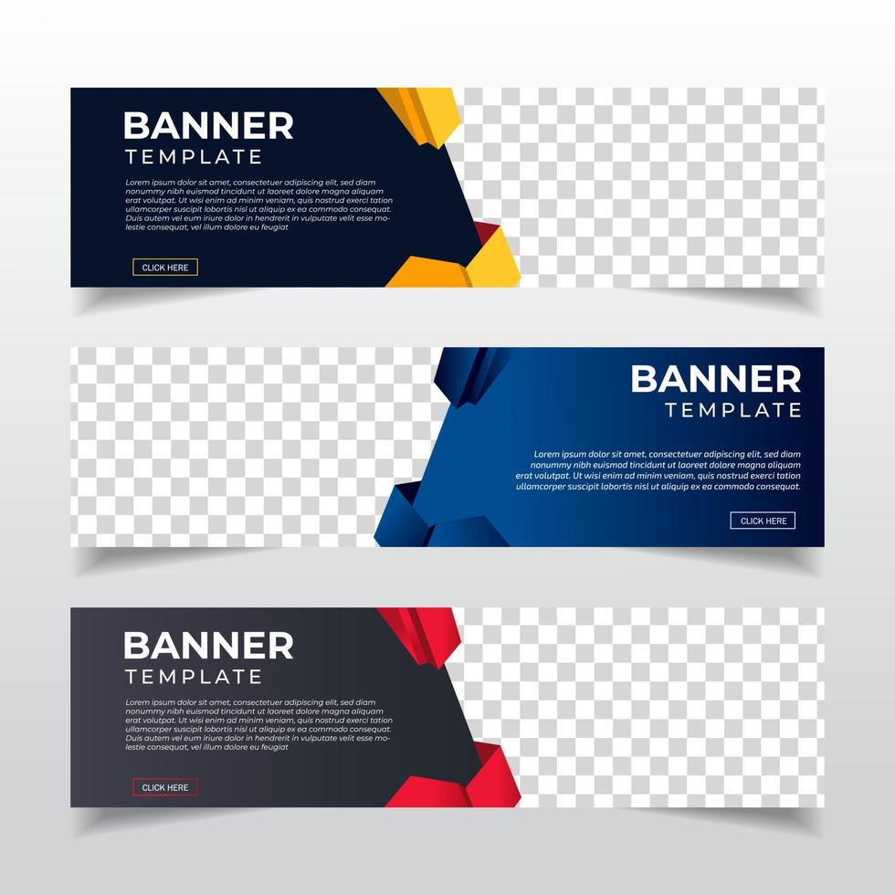 Corporate banners template with place for photo. Modern abstract web banners ads. vector design