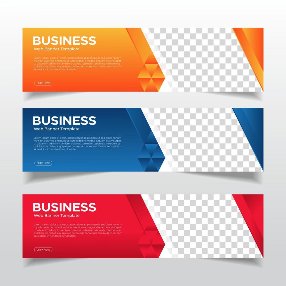 Corporate banners template with place for photo. Modern abstract web banners ads. vector design