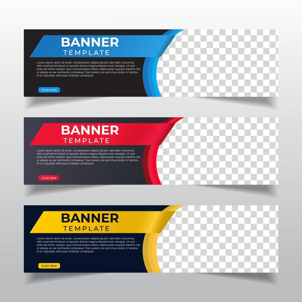 Corporate banners template with place for photo. Modern abstract web banners ads. vector design