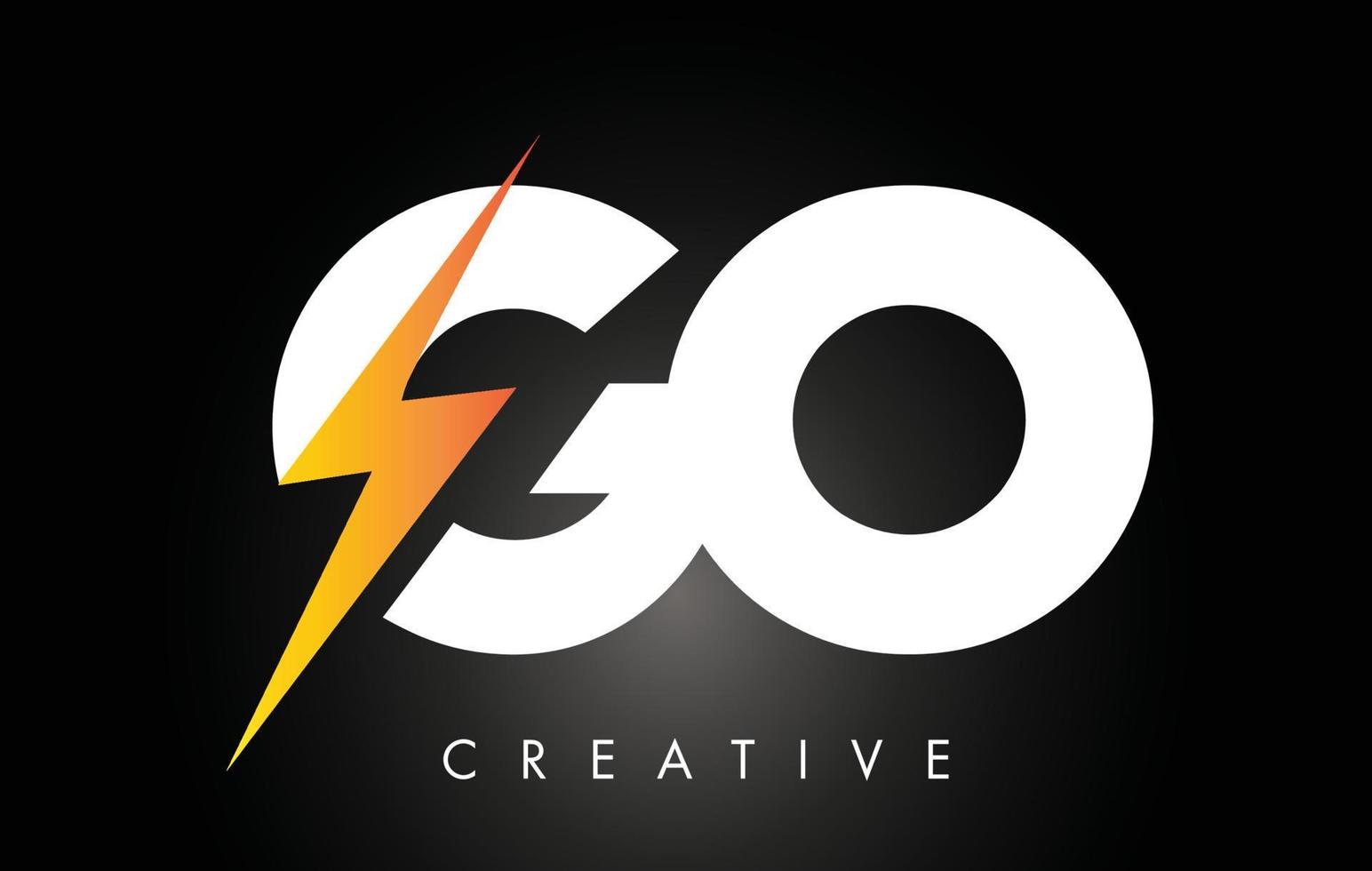 GO Letter Logo Design With Lighting Thunder Bolt. Electric Bolt Letter Logo vector