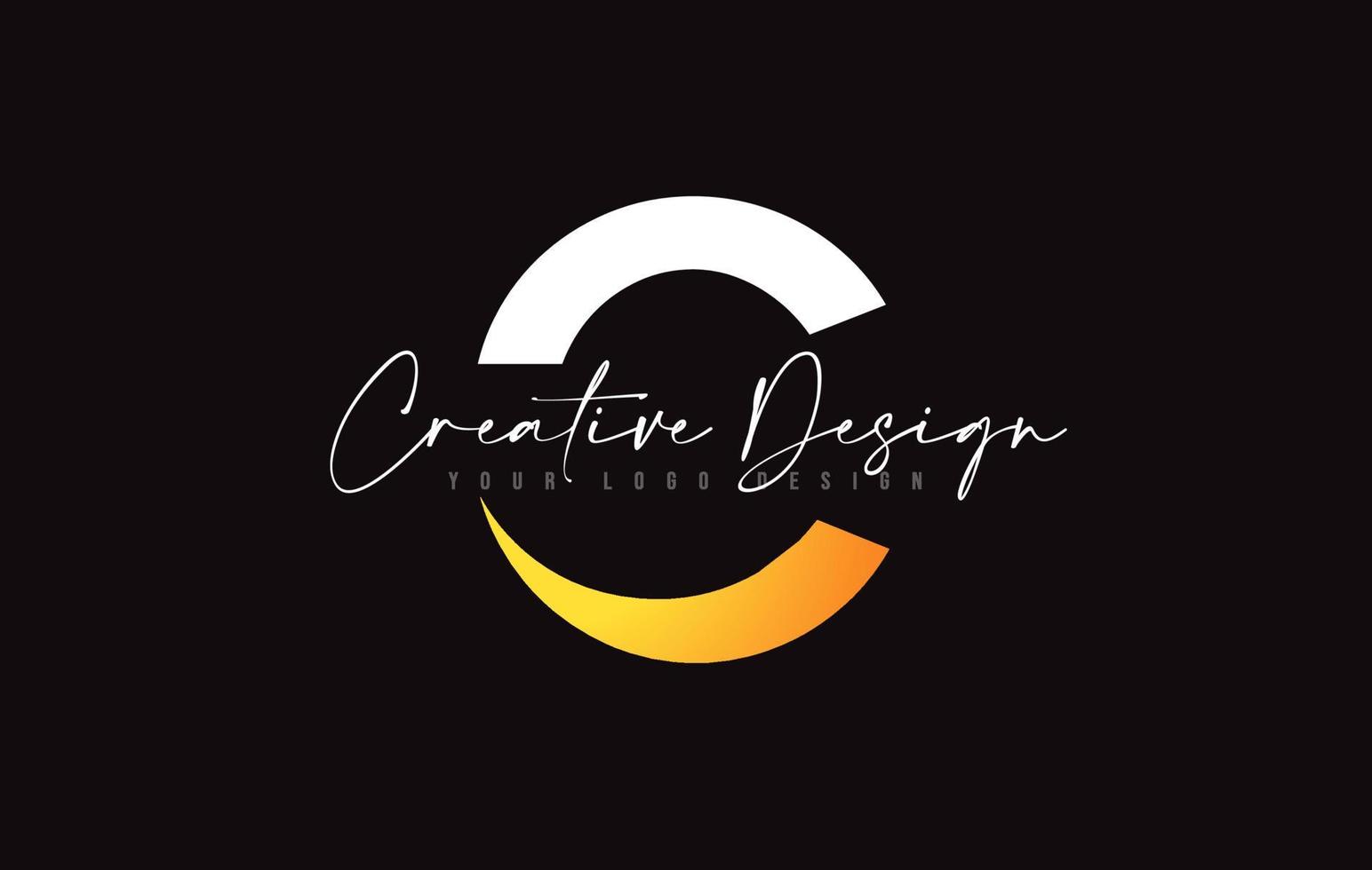 C letter Icon Design with Black Yellow Colors and Creative Modern Cut. vector