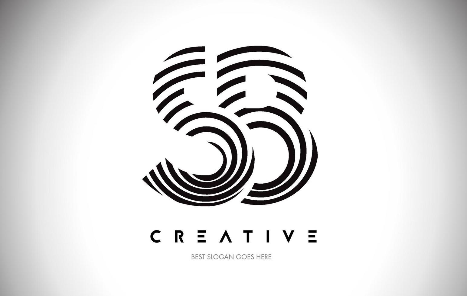 SB Lines Warp Logo Design. Letter Icon Made with Circular Lines. vector