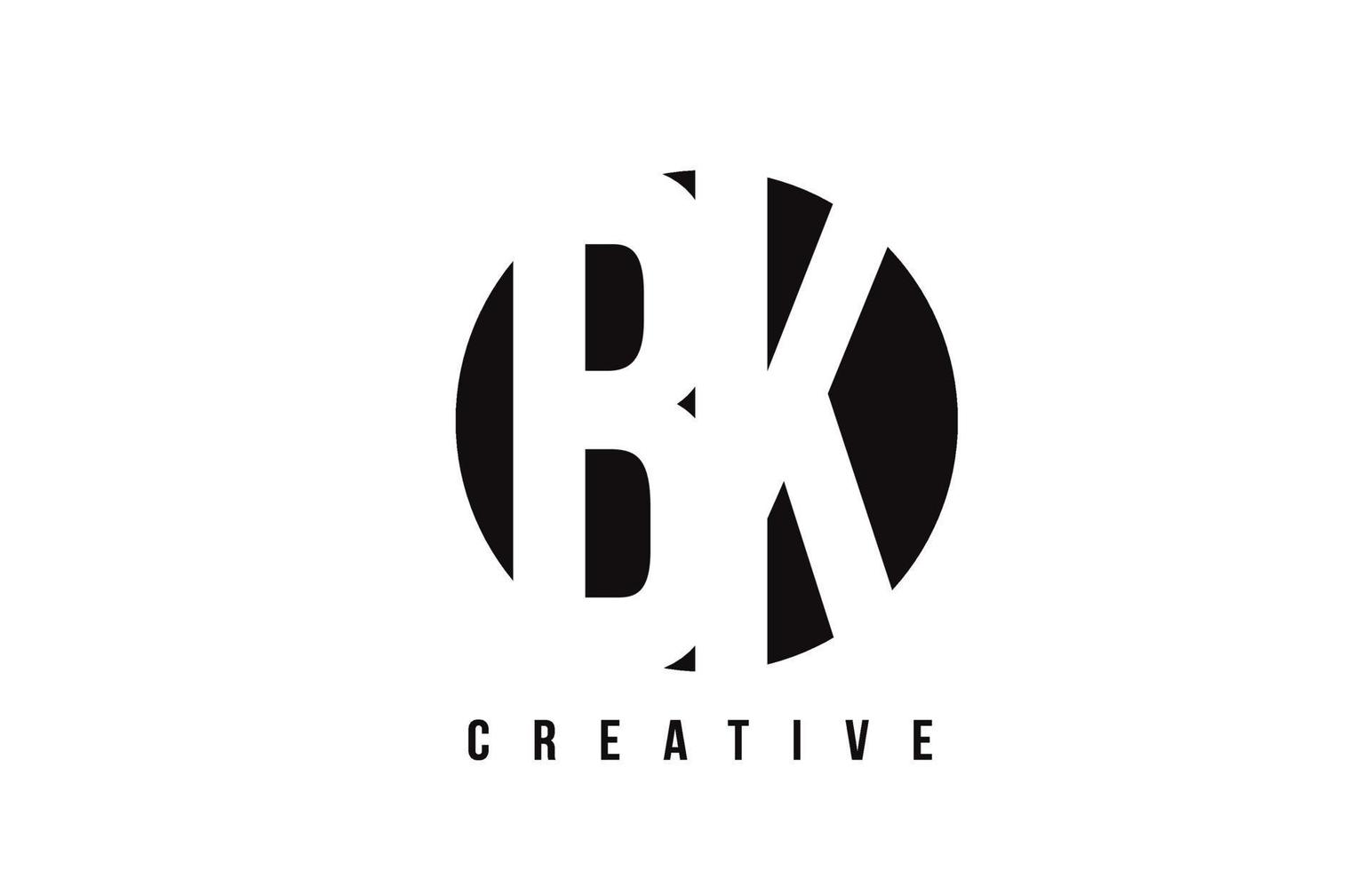 BK B K White Letter Logo Design with Circle Background. vector