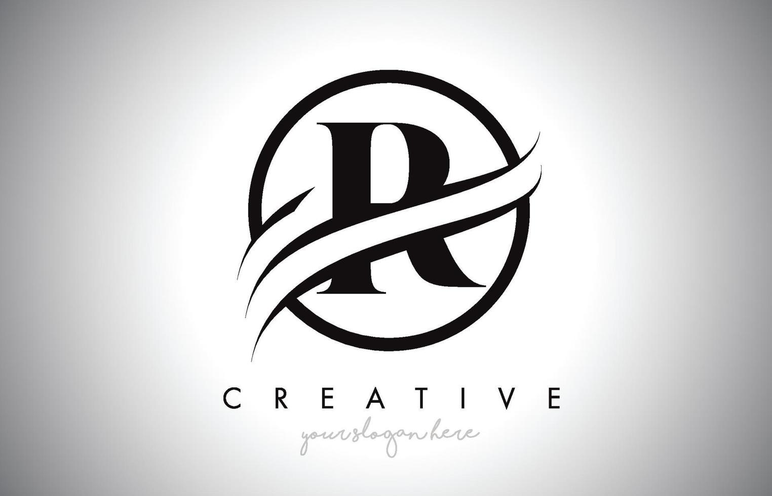 R Letter Logo Design with Circle Swoosh Border and Creative Icon Design. vector