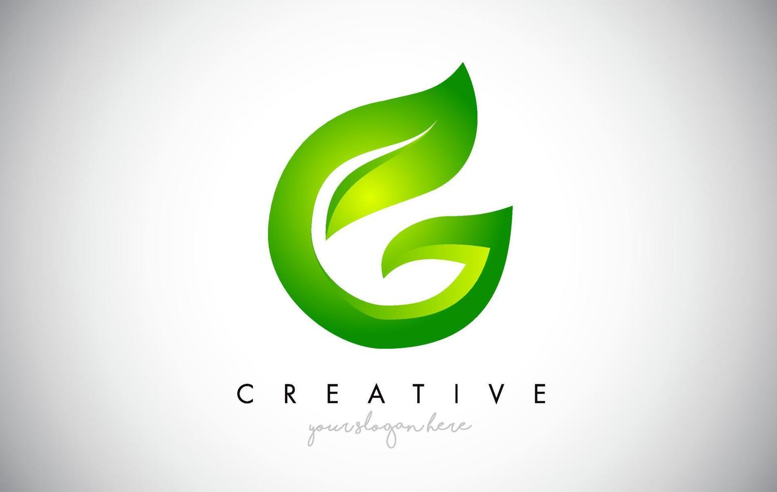 G Leaf Letter Logo Icon Design in Green Colors Vector Illustration.