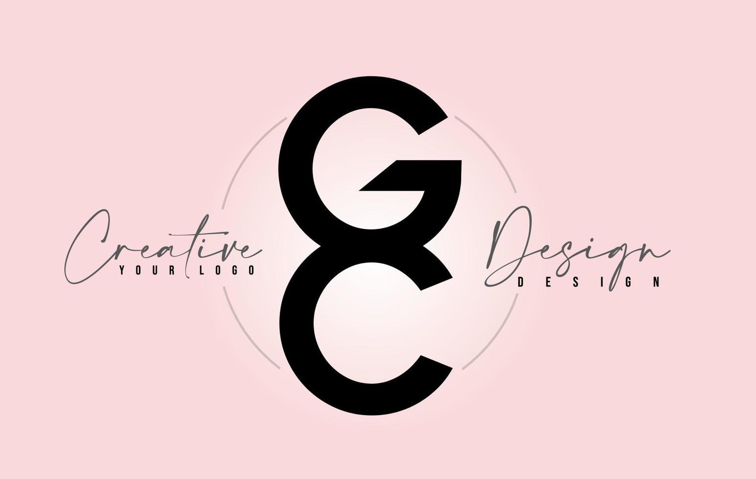Logotipo de icono de diseño de letra gc con letras una encima de la otra vector. vector