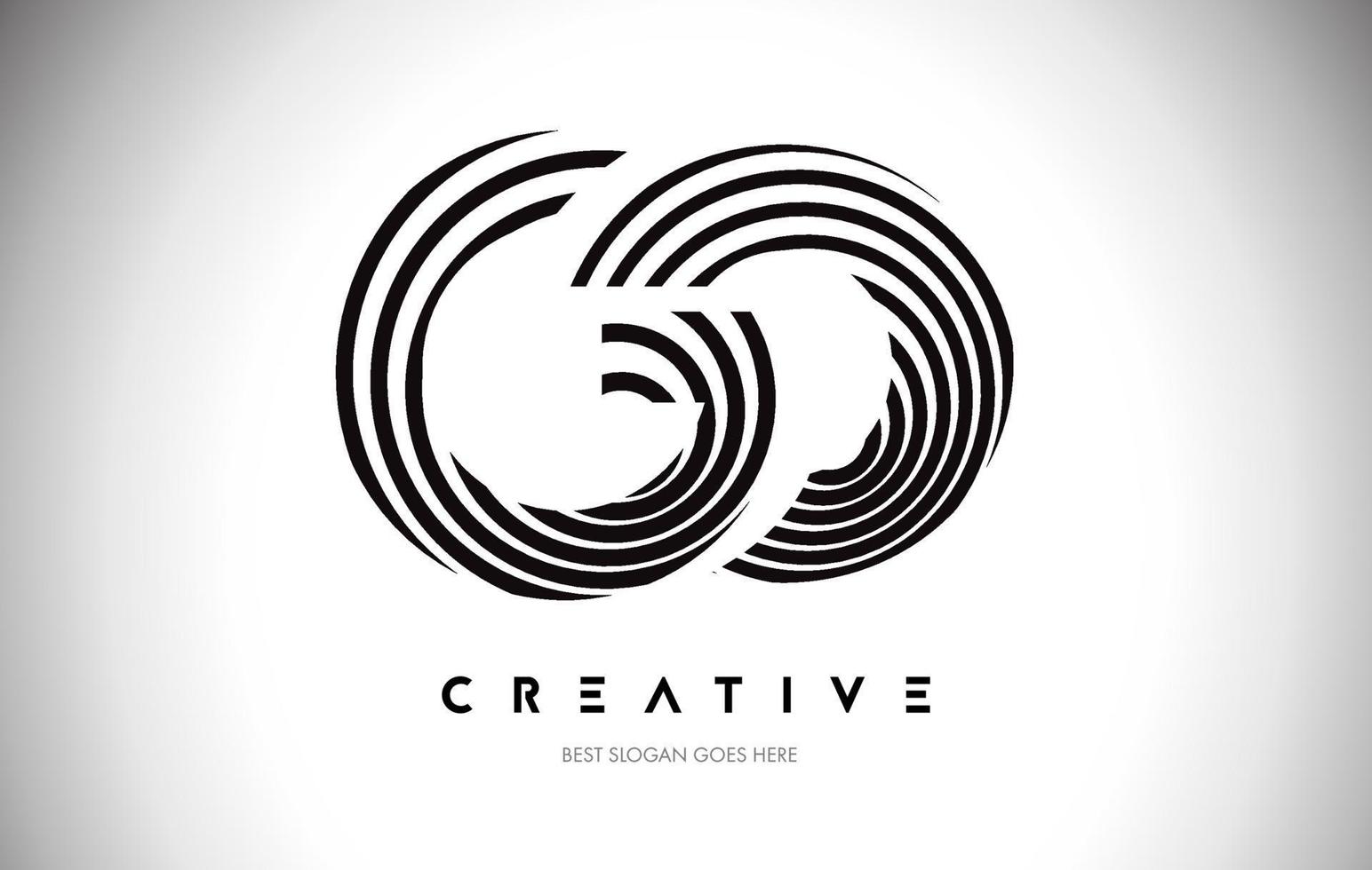 GO Lines Warp Logo Design. Letter Icon Made with Circular Lines. vector