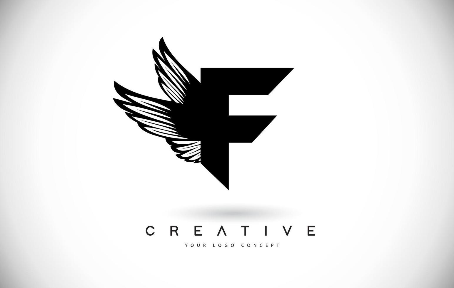 Logo de letra f con alas. ala creativa letra f logo icono diseño vector