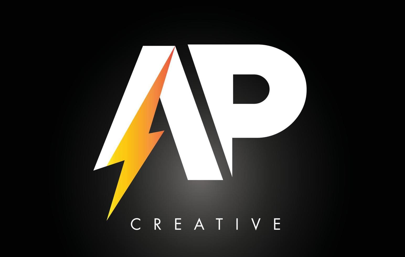 AP Letter Logo Design With Lighting Thunder Bolt. Electric Bolt Letter Logo vector
