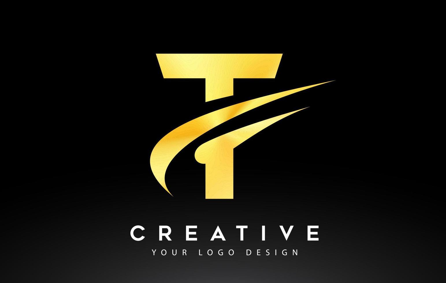 Creative T Letter Logo Design with Swoosh Icon Vector. vector