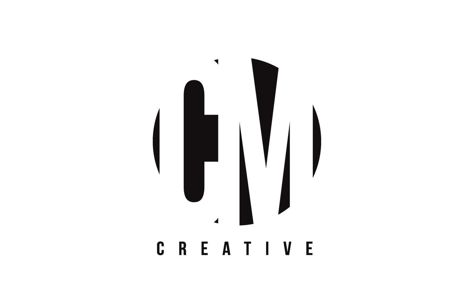 CM C M White Letter Logo Design with Circle Background. vector