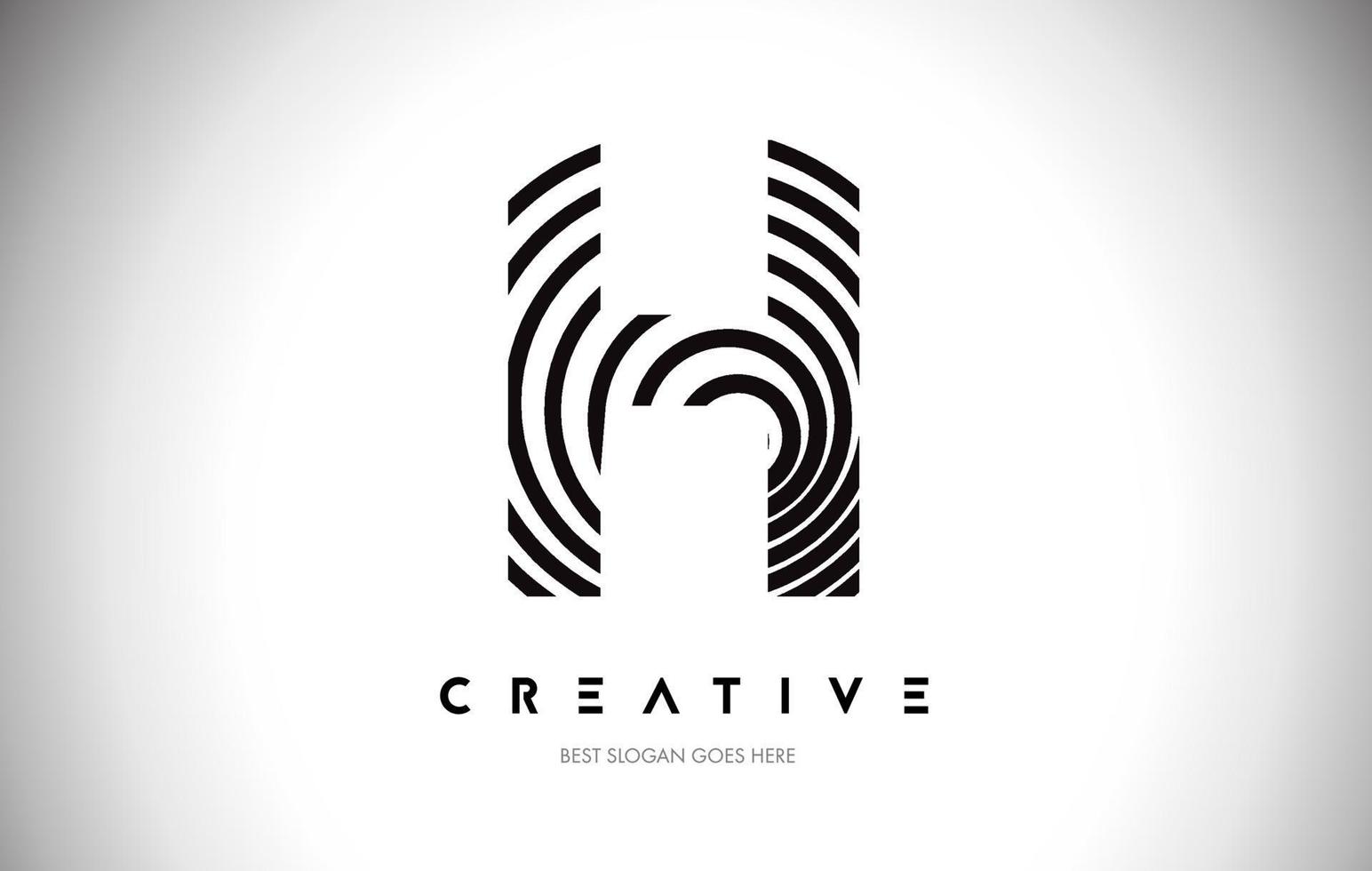 H Lines Warp Logo Design. Letter Icon Made with Circular Lines. vector