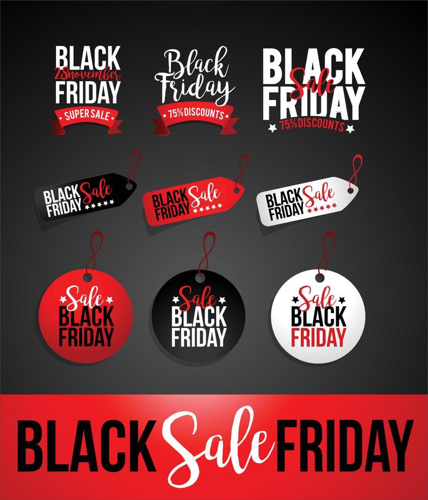 Black Friday Sale Discount Banner Elements vector