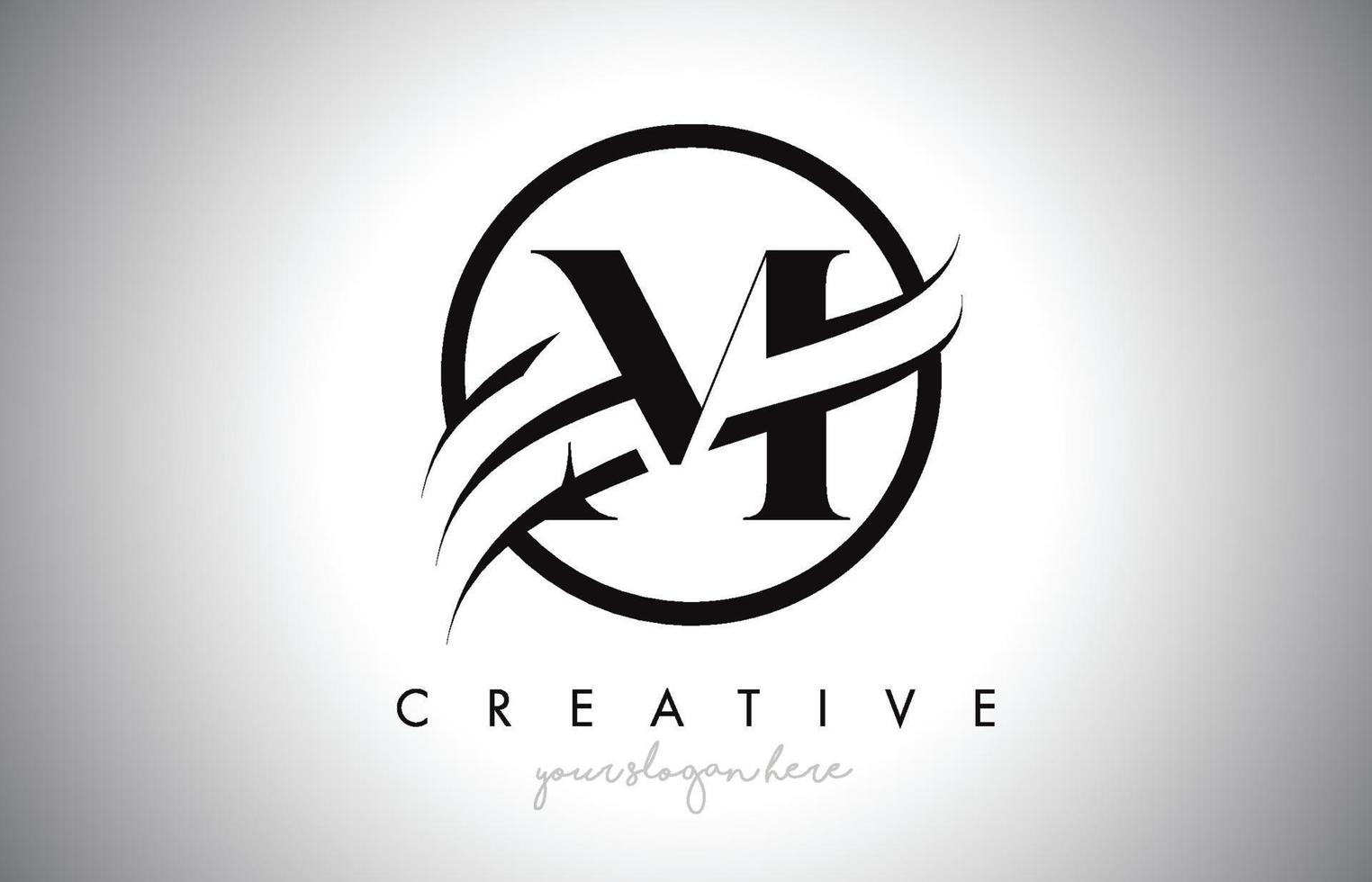 M Letter Logo Design with Circle Swoosh Border and Creative Icon Design. vector
