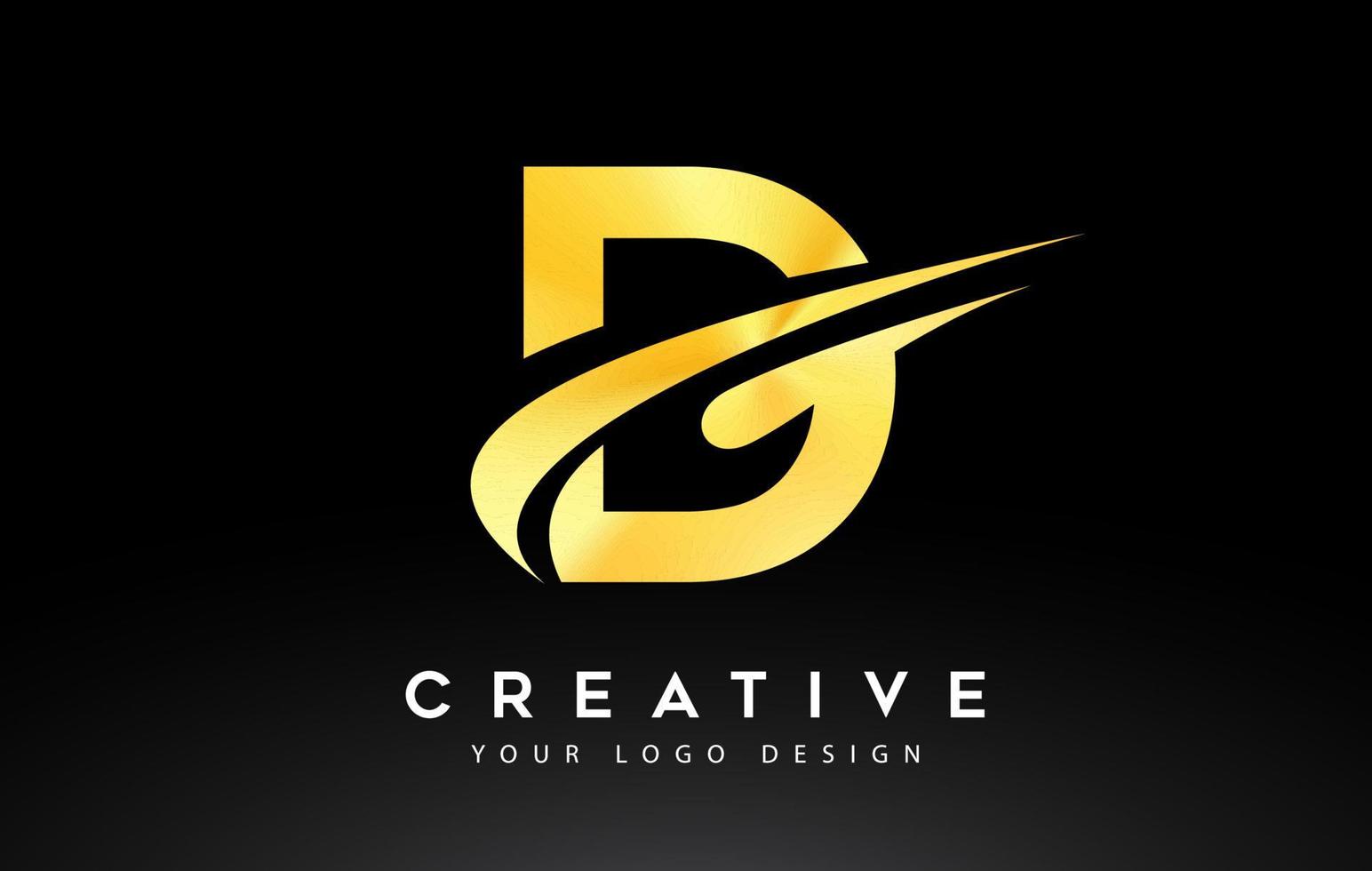 Creative D Letter Logo Design with Swoosh Icon Vector. vector