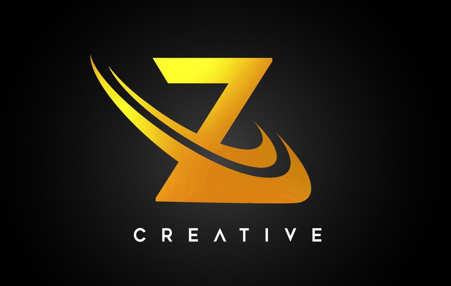 logotipo de la letra z de oro. vector de diseño de letra z con vector de swash gris dorado