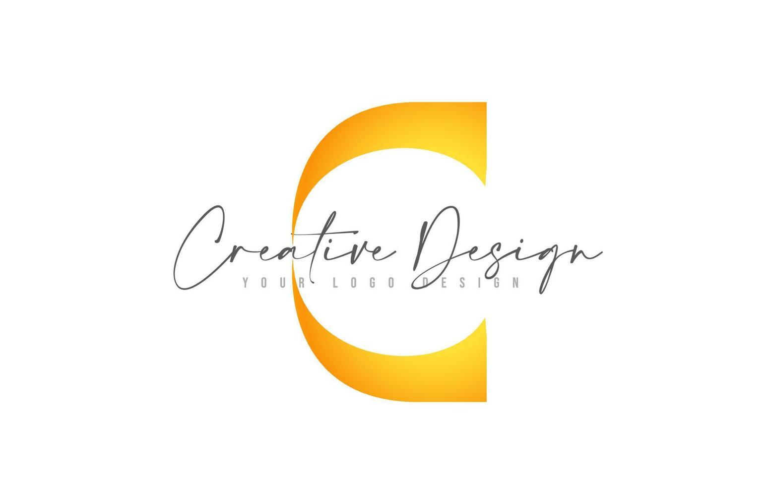 C letter Icon Design with Black Yellow Colors and Creative Modern Cut. vector