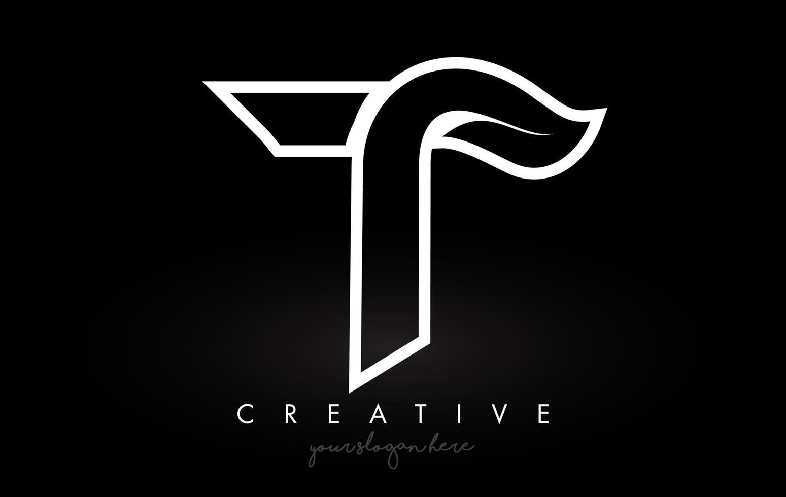 Letter T Monogram Leaf Logo Icon Design with Black and White Colors Vector. vector