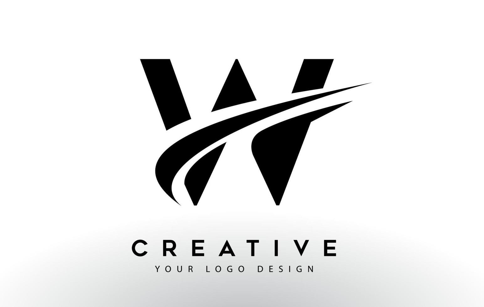 Creative W Letter Logo Design with Swoosh Icon Vector. vector