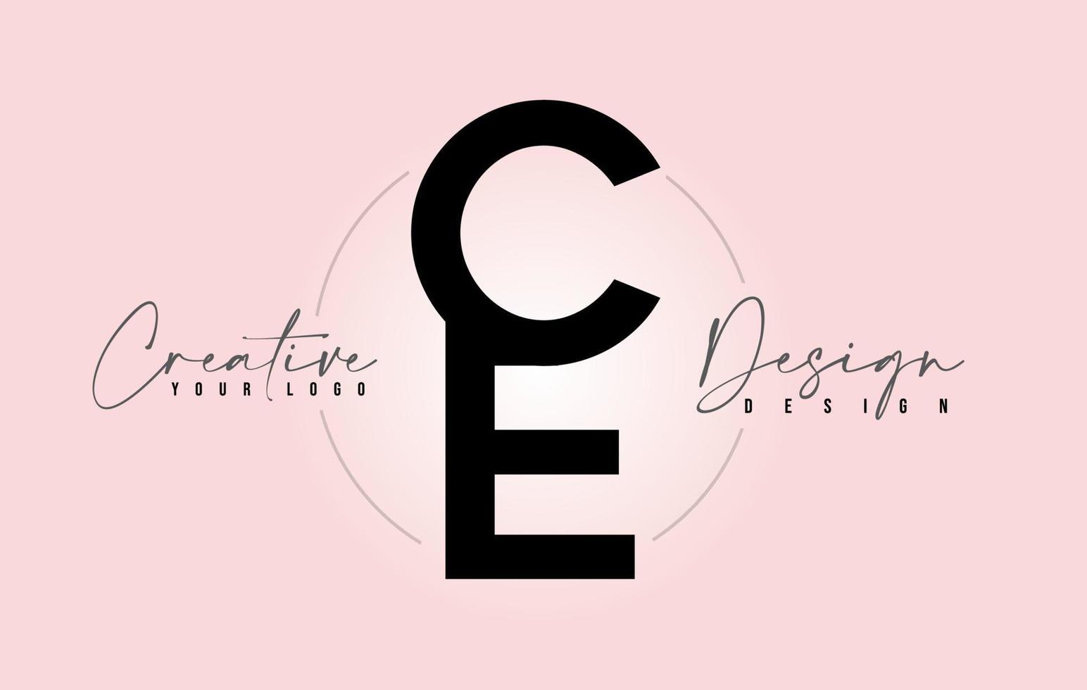 CE Letter Design Icon Logo with Letters one on top of each other Vector. vector