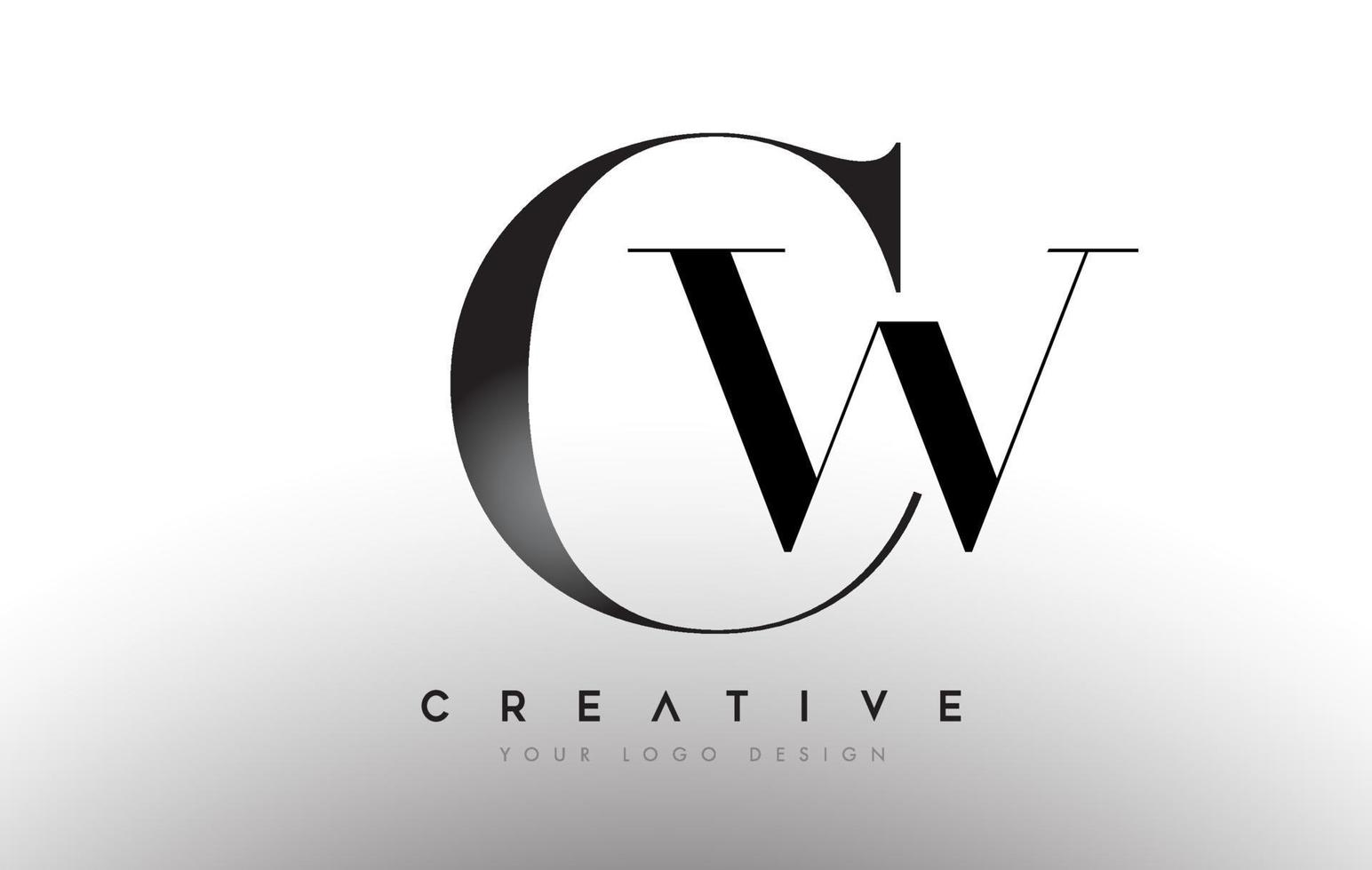 CW cw letter design logo logotype icon concept with serif font and classic elegant style look vector
