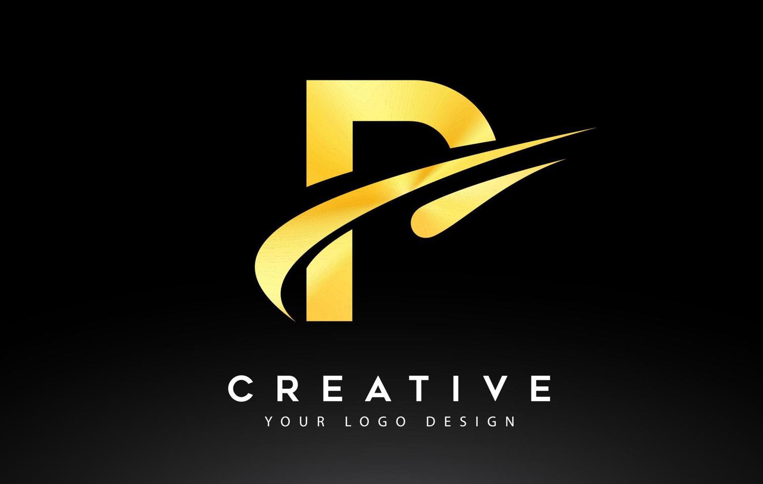 Creative P Letter Logo Design with Swoosh Icon Vector. vector