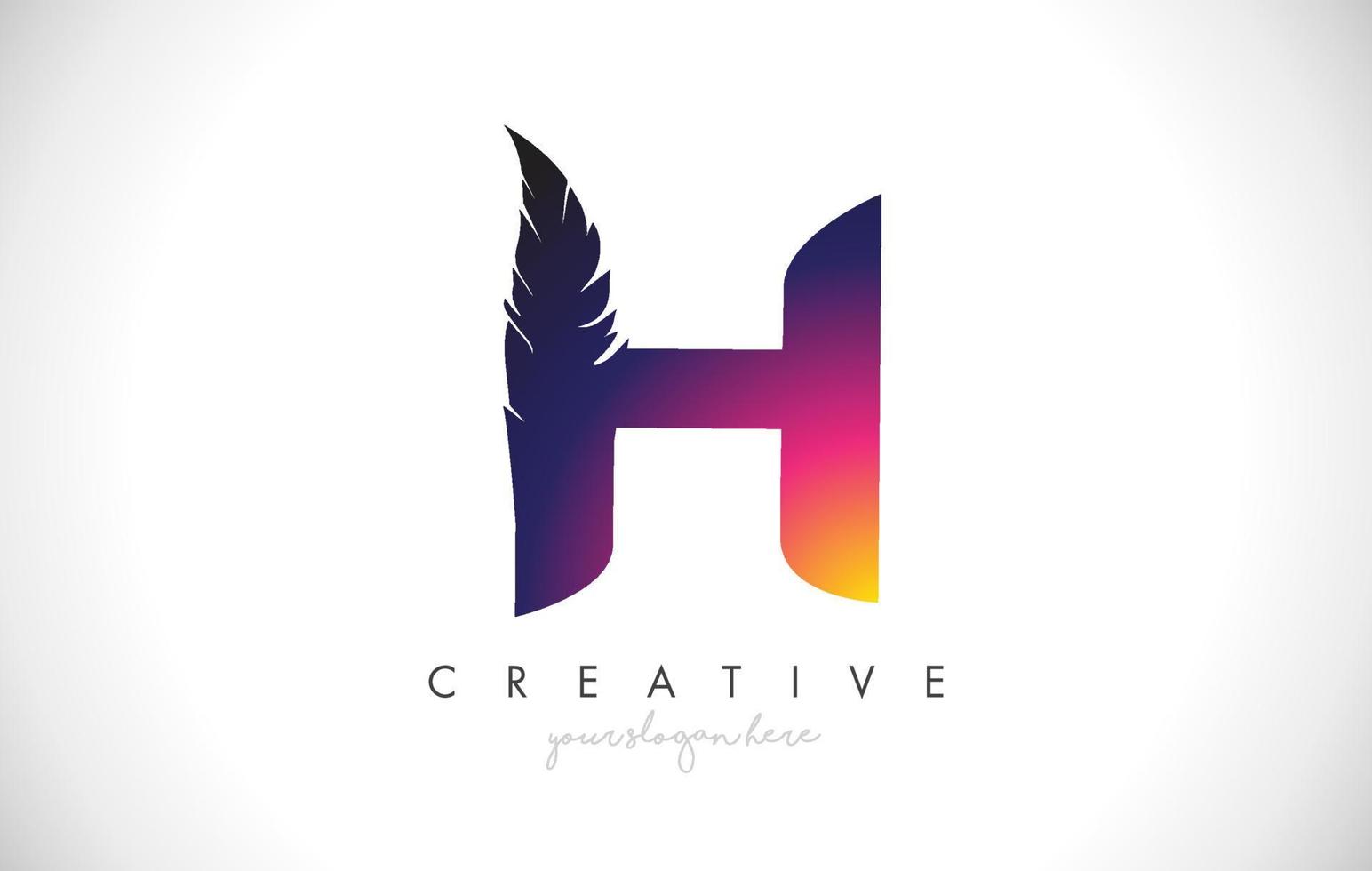 H Feather Letter Logo Icon Design With Feather Feathers Creative Look Vector Illustration