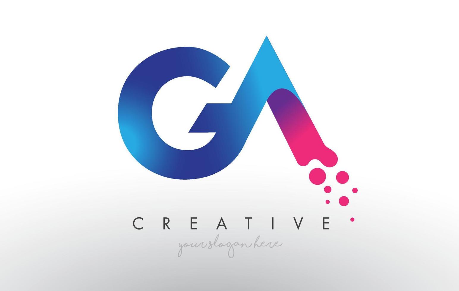 GA Letter Design with Creative Dots Bubble Circles and Blue Pink Colors vector