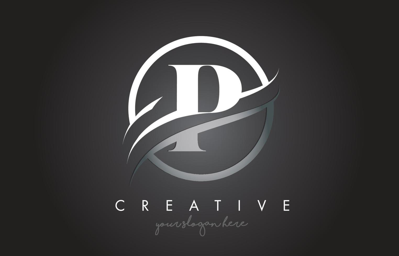 P Letter Logo Design with Circle Steel Swoosh Border and Creative Icon Design. vector
