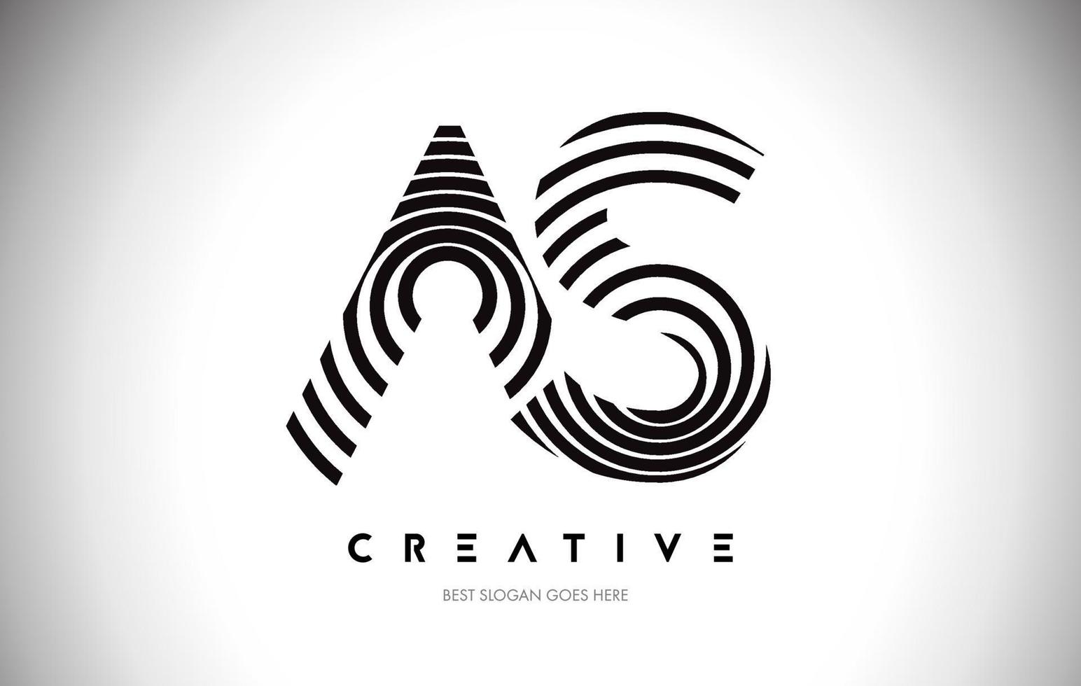 AS Lines Warp Logo Design. Letter Icon Made with Circular Lines. vector