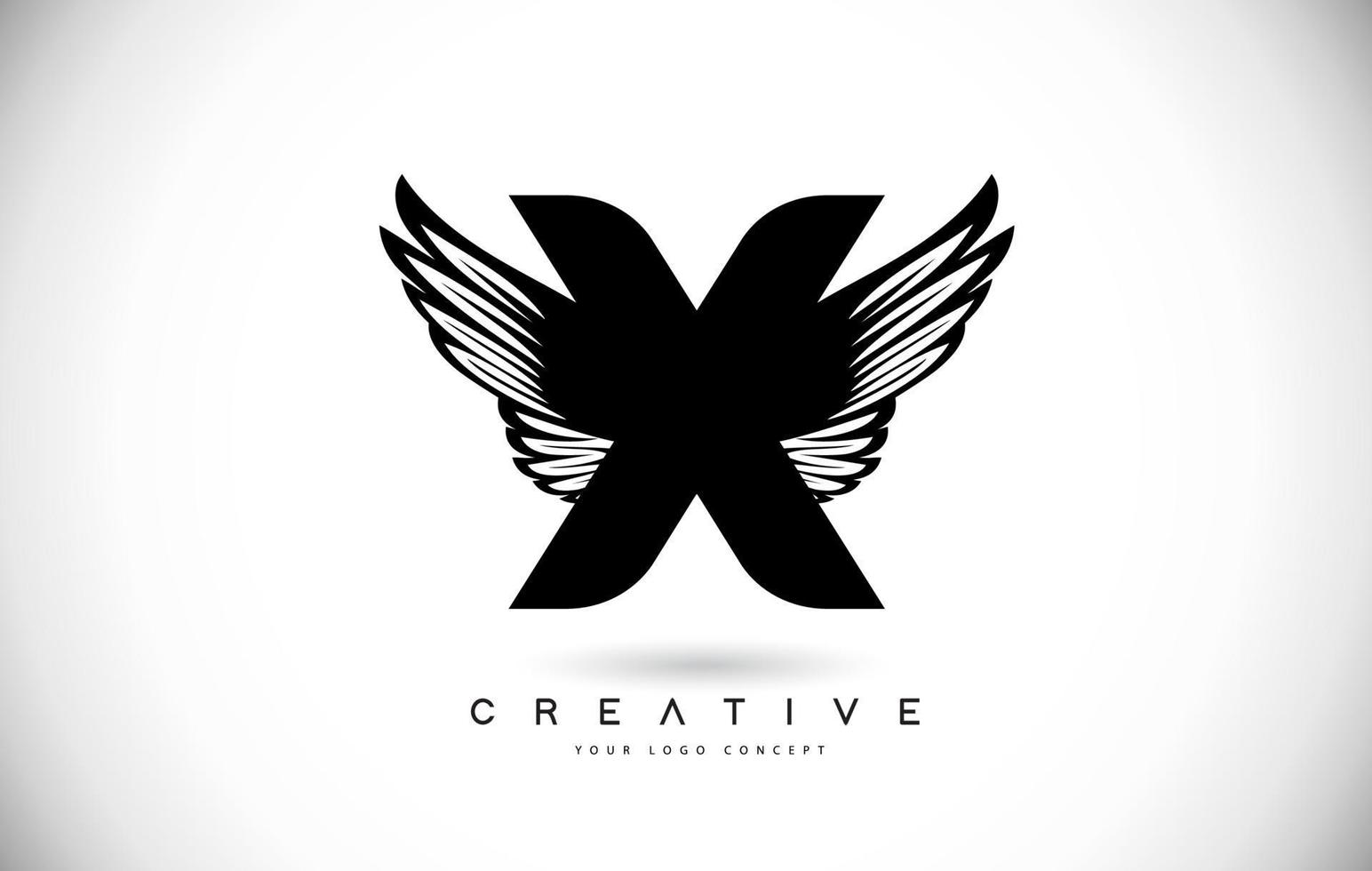 Logo de letra x con alas. vector de diseño de icono de logotipo de ala creativa letra x