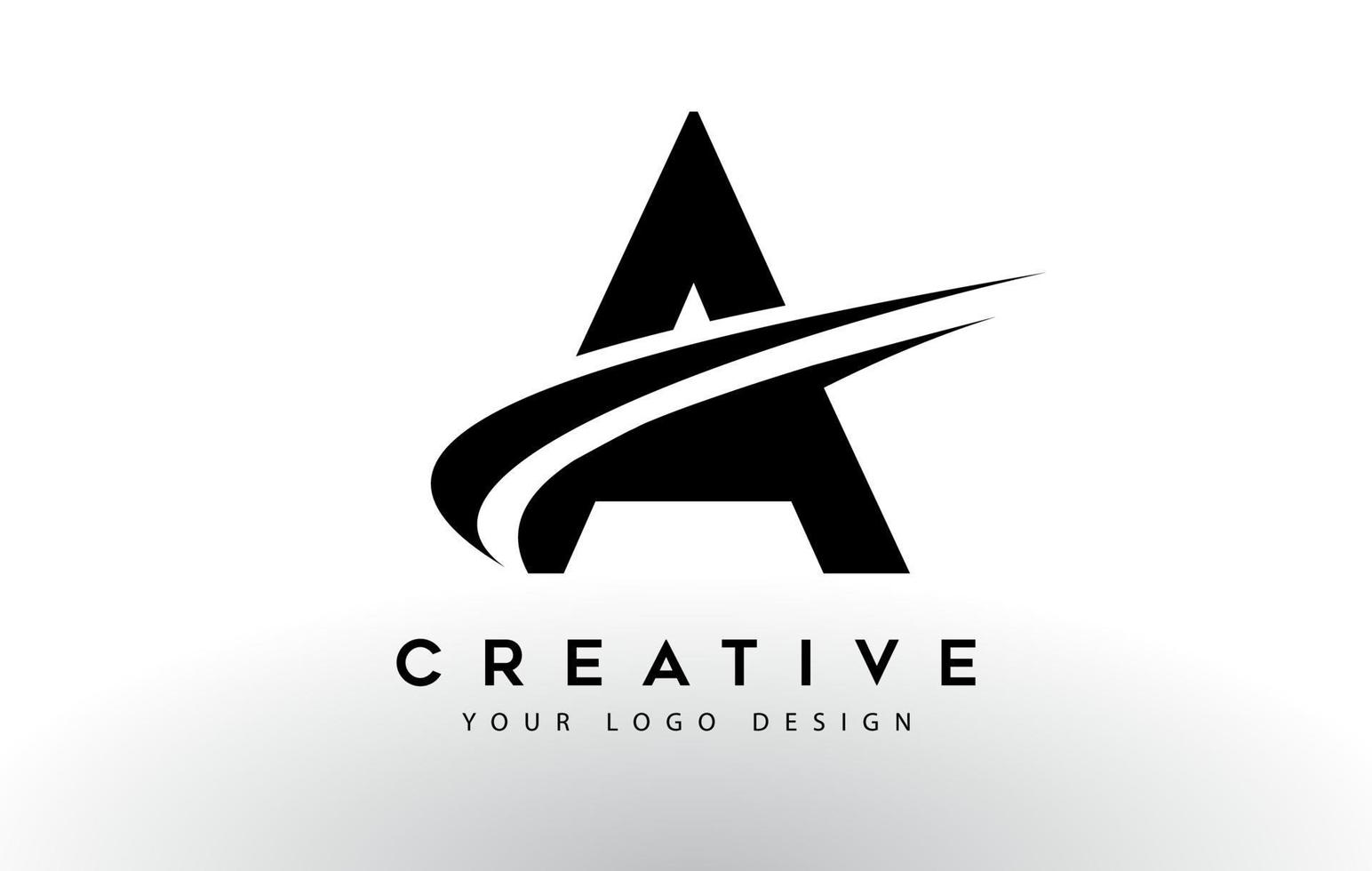 Creative A Letter Logo Design with Swoosh Icon Vector. vector