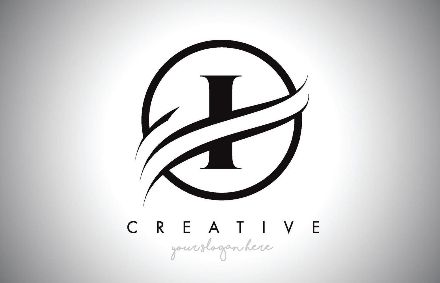 I Letter Logo Design with Circle Swoosh Border and Creative Icon Design. vector